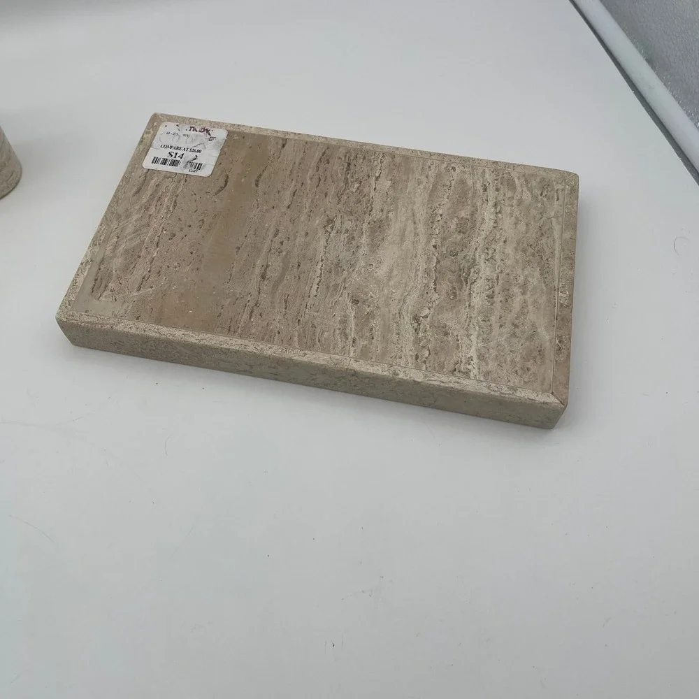 WaterStone Inc Genuine Marble Travertine 3 Piece Bathroom‎ Vanity Accessory Set